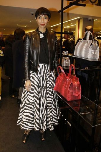 L'ex-Miss France, Sonia Rolland, à la soirée Giorgio Armani à Paris, le 5 mars 2015