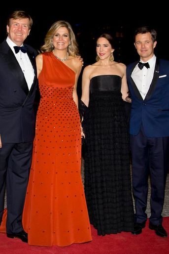 La princesse Mary et le prince Frederik de Danemark avec la reine Maxima et le roi Willem-Alexander des Pays-Bas à Copenhague, le 18 mars 2015