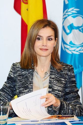 La reine Letizia d&#039;Espagne préside le comité espagnol de l&#039;Unicef à Madrid, le 16 mars 2015