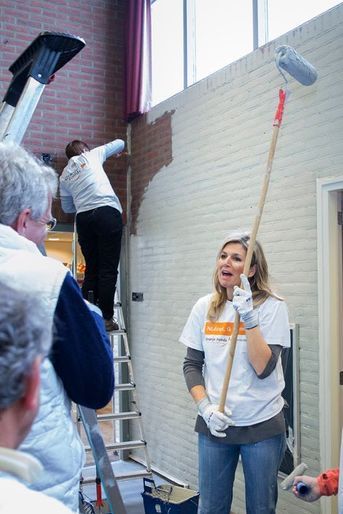 La reine Maxima des Pays-Bas participe à la journée des bénévoles à Tricht, le 20 mars 2015