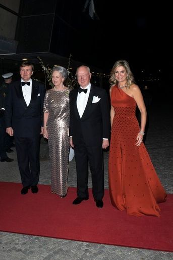La reine Maxima et le roi Willem-Alexander des Pays-Bas avec la princesse Benedikte de Danemark et son mari à Copenhague, le 18 mars 2015
