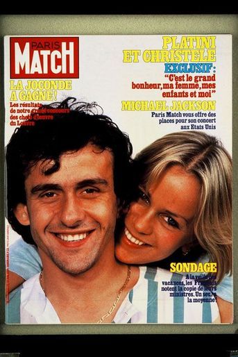 Michel Platini en couverture de "Paris Match" avec sa femme Christèle (1984)