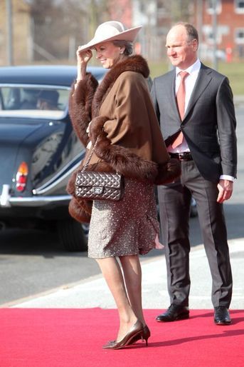 La princesse Benedikte de Danemark à l&#039;aéroport de Copenhague, le 17 mars 2015