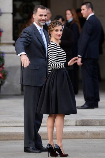 La reine Letizia et le roi Felipe VI à La Corogne, le 19 février 2015