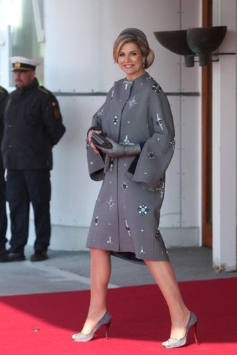 La reine Maxima des Pays-Bas à l&#039;aéroport de Copenhague, le 17 mars 2015
