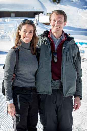 Le prince Joachim et la princesse Marie de Danemark, en vacances à Villars-sur-Ollon, le 10 février 2015 