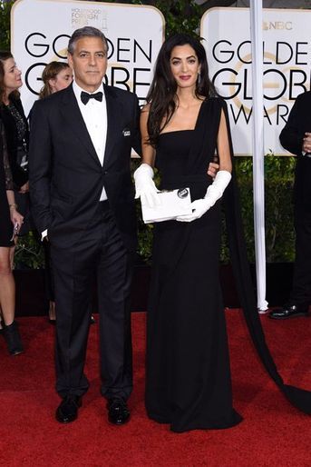 Amal Alamuddin en Christian Dior aux Golden Globes, le 11 janvier 2015