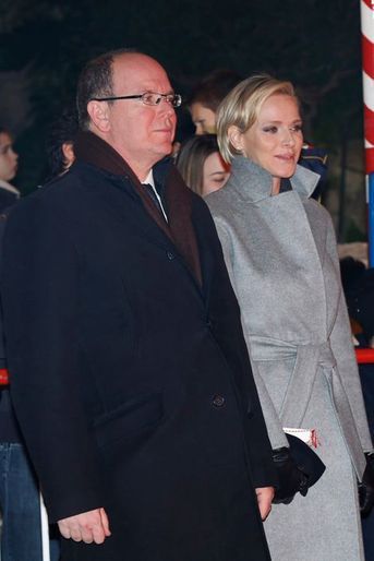 Charlène et Albert de Monaco lors des festivités de Sainte-Dévote à Monaco, le 26 janvier 2015