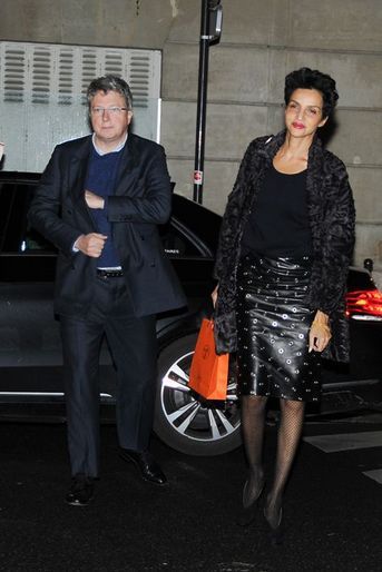 Farida Khelfa avec son mari Heni Seydoux, à Paris le 30 janvier 2015