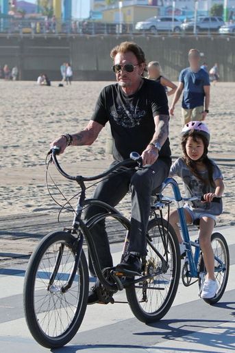 Johnny Hallyday avec Joy à Santa Monica, le 24 janvier 2015
