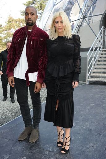 Kanye West et Kim Kardashian au défilé Louis Vuitton