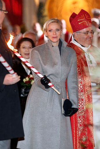 La princesse Charlène lors des festivités de Sainte-Dévote à Monaco, le 26 janvier 2015