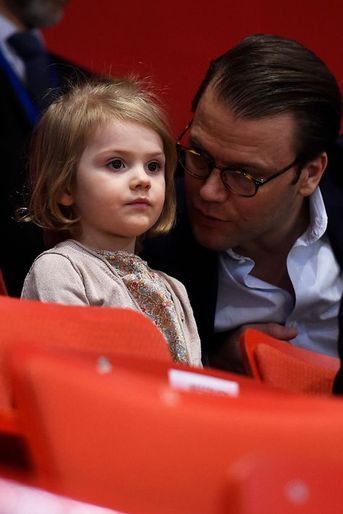 La princesse Estelle de Suède et le prince Daniel au Ericsson Globe Arena à Stockholm, le 28 janvier 2015