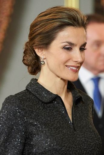 La reine Letizia d’Espagne au Palais royal à Madrid, le 21 janvier 2015