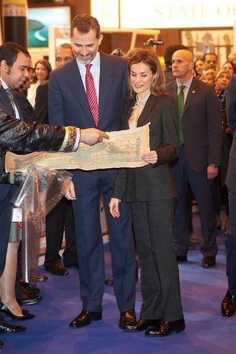 Le roi Felipe et la reine Letizia d’Espagne inaugurent le FITUR à Madrid, le 28 janvier 2015