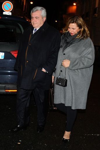 Me Thierry Herzog et sa femme, à Paris le 30 janvier 2015