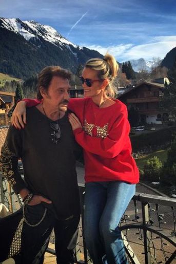 Johnny et Laeticia Hallyday à Gstaad, le 23 décembre 2014