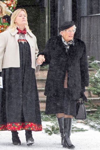 La princesse Astrid lors des obsèques de son mari à Oslo, le 2 février 2015