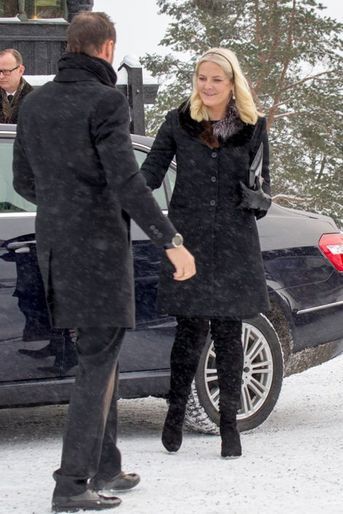 La princesse Mette-Marit lors des obsèques de Johan Martin Ferner à Oslo, le 2 février 2015