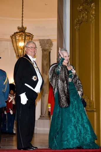 La reine Margrethe II de Danemark et le prince Henrik au dîner de gala du Nouvel An à Copenhague, le 1er janvier 2015
