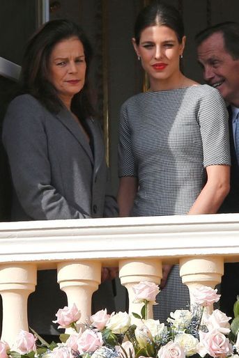 La princesse Stéphanie de Monaco, Charlotte Casiraghi et Christopher Levine à Monaco, le 7 janvier 2015