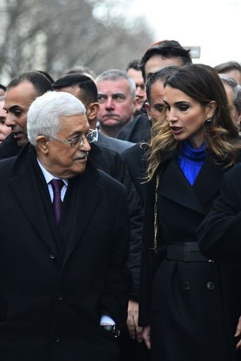 La reine Rania avec Mahmoud Abbas à Paris, le 11 janvier 2015