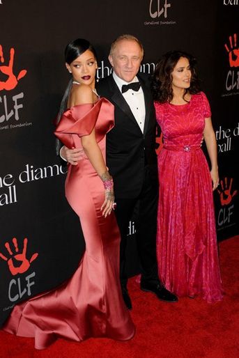 Rihanna, François-Henri Pinault et Salma Hayek à Los Angeles le 11 décembre 2014