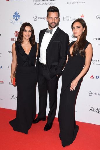 Eva Longoria, Ricky Martin et Victoria Beckham à Londres le 17 novembre 2014