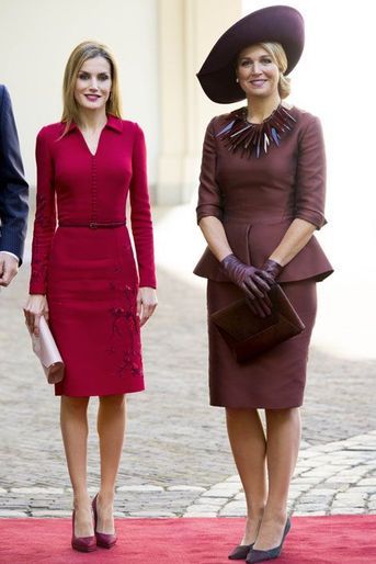 La reine Letizia d&#039;Espagne et la reine Maxima des Pays-Bas, le 15 octobre 2014 à La Haye