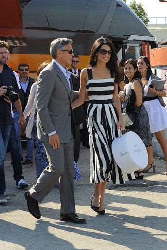 Amal Alamuddin et George Clooney arrivent à venise pour lur mariage, le 26 septembre 2014