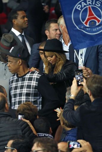 Jay Z et Beyoncé au Parc des Princes pour le match PSG-Barcelone
