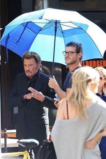 Johnny Hallyday sur le tournage de son nouveau clip à Los Angeles le lundi 13 octobre 2014