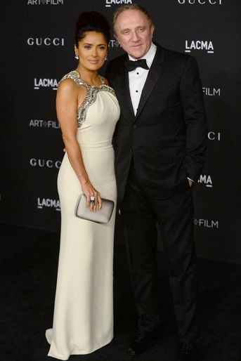 L'actrice Salma Hayek et François-Henri Pinault à la soirée du musée d'art moderne de Los Angeles, le 1er novembre 2014