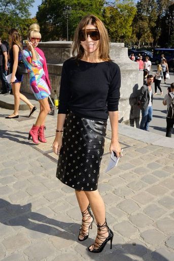 L'ancienne rédactrice en chef du "Vogue" Paris au défilé Thierry Mugler à Paris, le 27 septembre 2014