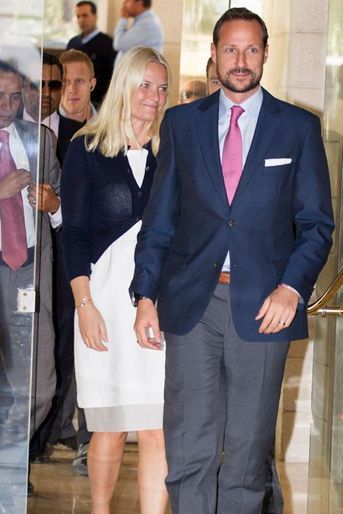 Le prince Haakon de Norvège et la princesse Mette-Marit à leur hôtel à Amman, lors de leur voyage officiel en Jordanie, le lundi 20 octobre