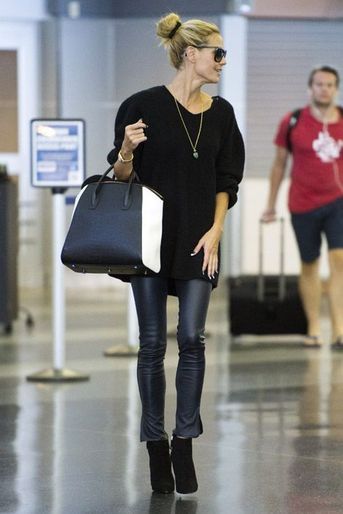 Le top model Heidi Klum à l'aéroport JFK de New York, le 15 septembre 2014
