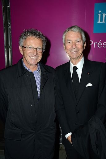Nelson Monfort et Jean-Claude Narcy à l&#039;inauguration du Train de la Télé à Paris le 6 octobre 2014