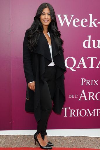 Ayem Nour au Qatar Prix de l’Arc de Triomphe à Paris, le 5 octobre 2014