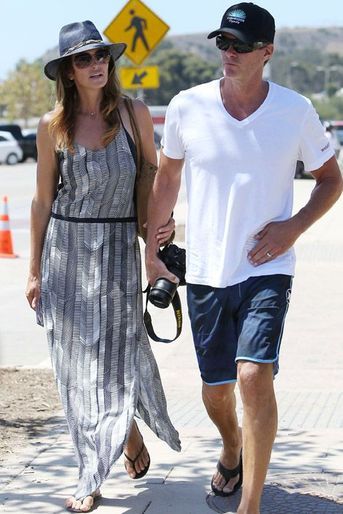 Cindy Crawford avec son mari Randy Gerber pour une promenade à Malibu le 30 août 2014