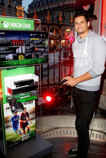 Florent Manaudou au lancement du jeu vidéo FIFA 15 à Paris, le 22 septembre 2014.