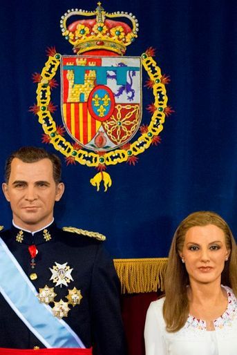 Les statues de cire du roi Felipe VI et de la reine Letizia au Museo de Cera à Madrid, dévoilées le 12 octobre 2014