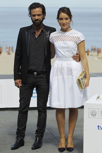 Romain Duris et Anaïs Demoustier pour le photocall du film "Une nouvelle amie", de François Ozon, le 20 septembre 2014, à San Sebastian en Espagne