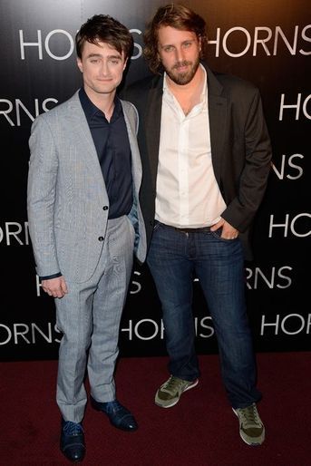 Daniel Radcliffe et Alexandre Aja à la première de «Horns» au cinéma Gaumont Marignan à Paris, le 14 septembre 2014.