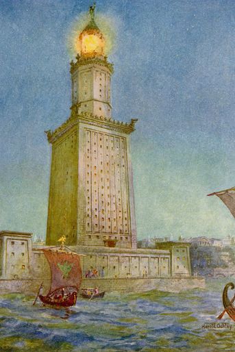 Peinture du phare d'Alexandrie (Égypte).