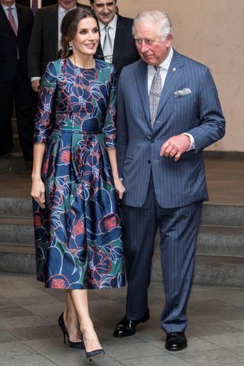 La reine Letizia d'Espagne et le prince Charles d'Angleterre à Londres, le 13 mars 2019