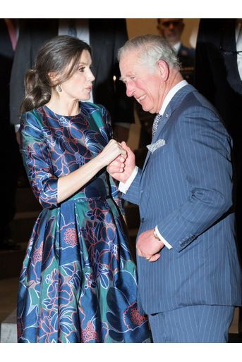 La reine Letizia d'Espagne et le prince Charles d'Angleterre, le 13 mars 2019 à Londres