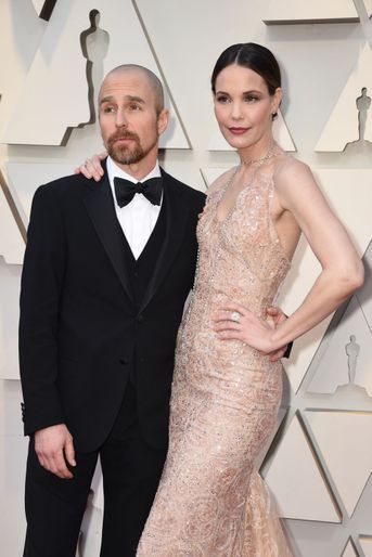 Sam Rockwell et Leslie Bibb sur le tapis rouge de la 91e cérémonie des Oscars le 24 février 2019