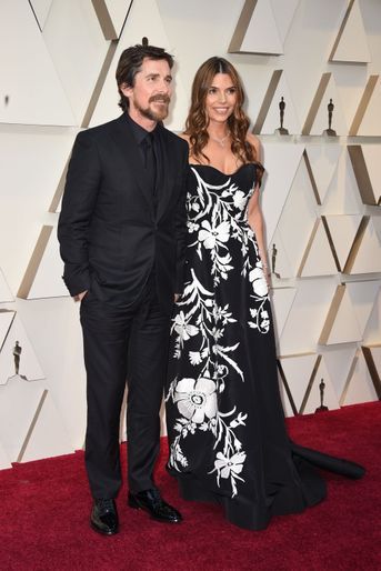 Christian Bale et Siibi Blazic sur le tapis rouge de la 91e cérémonie des Oscars le 24 février 2019