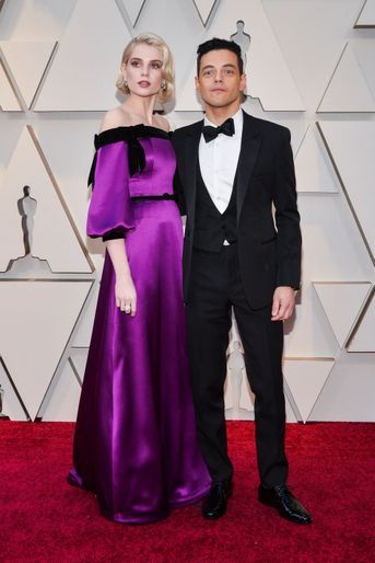 Lucy Boynton et Rami Malek sur le tapis rouge de la 91e cérémonie des Oscars le 24 février 2019
