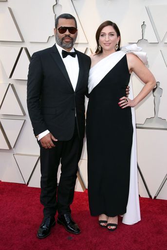 Jordan Peele et Chelsea Peretti sur le tapis rouge de la 91e cérémonie des Oscars le 24 février 2019